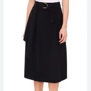 Halogen Black Asymmetrical Wrap Midi Skirt NWOT